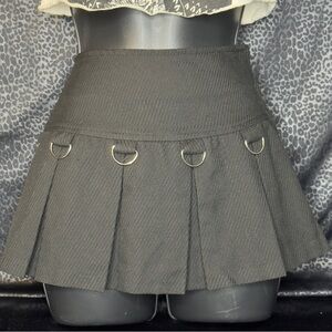 VTG 90s DogPile Black Mini Skirt W/ Side Zip & Ring Details Size